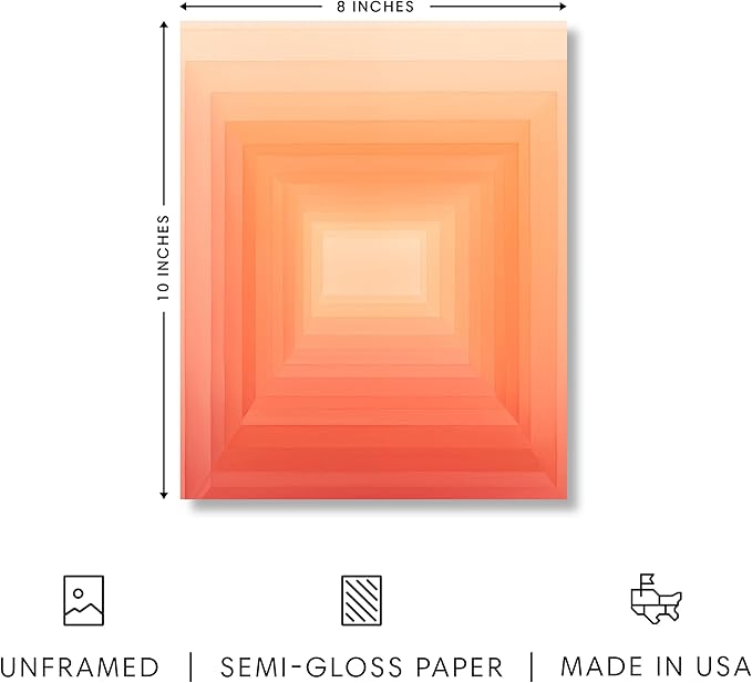 HAUS AND HUES Colorful Abstract Wall Art - Minimalist Retro Picture for Living Room Decor, Red and Pink Modern Wall Art Painting (Pink Geometric 2, Unframed, 8x10)