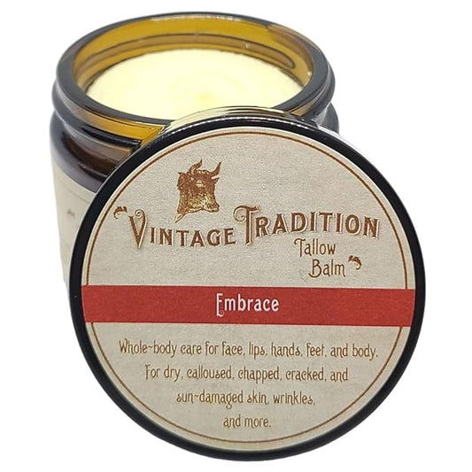 Vintage Tradition Beef Tallow All-Purpose Balm – Healing, Hydrating Jasmine Skin Care Salve – Replaces Body Lotion, Hand Cream & More – Made with Essential Oils, Olive Oil & Grass-Fed Tallow – 2 fl oz