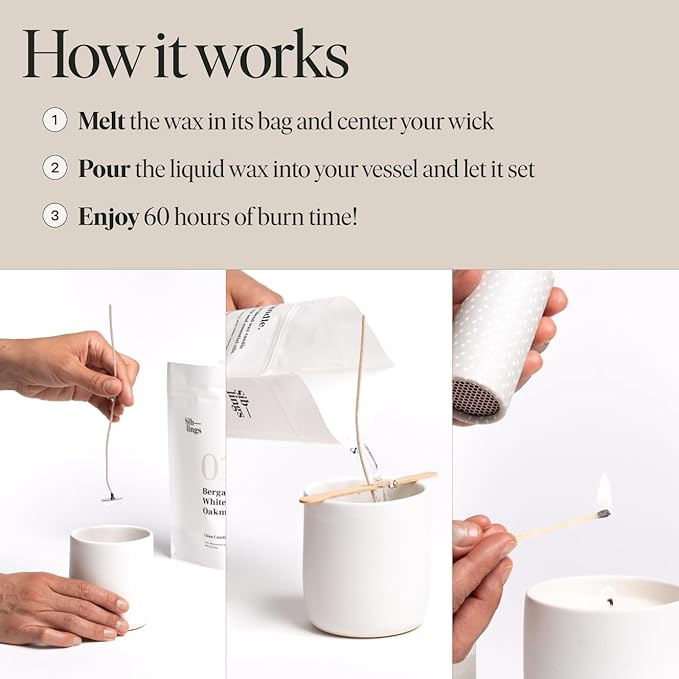 Siblings Candle Making Kit | DIY Coconut-Soy Wax Candle Kit with Wooden Wick | Scent No 06: Cardamom, Sandalwood, Vanilla | Clean, Non-Toxic, Reusable, 60 Hr Burn