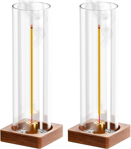 2 Pack Incense Holder for Sticks, Insence-Stick Holder Ash Catcher with Removable Glass, Anti-Ash Flying Mess-Free Incense Burner, Perfect for Meditation Yoga Relaxation, Home Decor