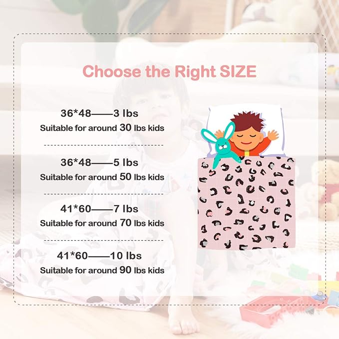 Sivio Weighted Blanket - 100% Cotton Heavy Blanket 7lbs, 41 x 60 inches, Washable Breathable Soft Throw Blanket with Glass Beads, Pink Leopard