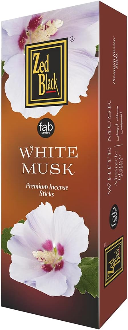 ZED Black White Musk Incense - 120 Sticks (20 per Box, 6 Boxes) for Relaxation, Yoga