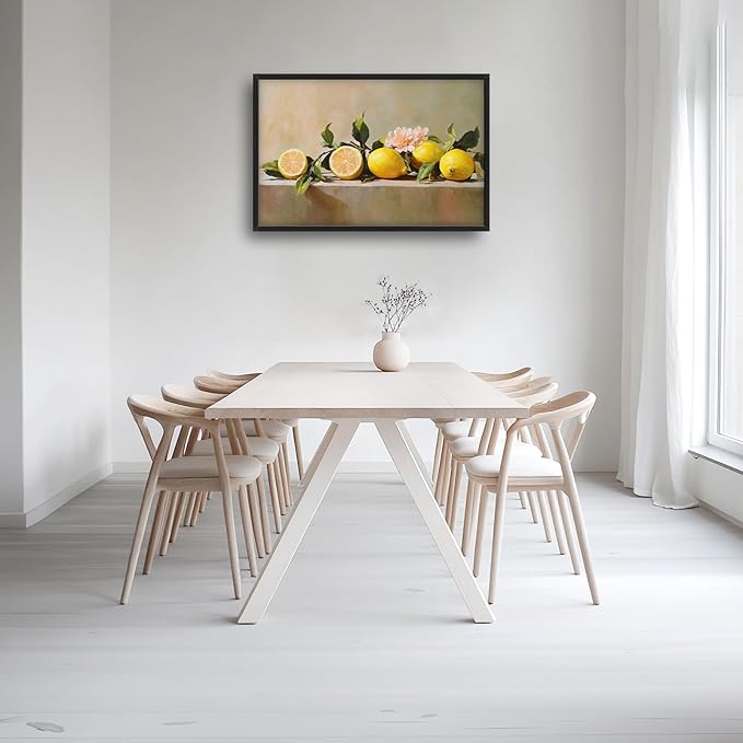 Kylora Lemon Wall Art Still Life Lemons Pictures Wall Decor Fruit Prints Modern Artwork Oil Painting Home Office Decorations For Kitchen Bathroom Bedroom Dining Living Room 36"x24"