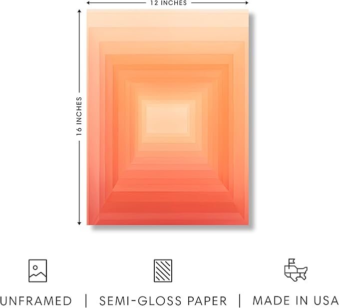 HAUS AND HUES Colorful Abstract Wall Art - Minimalist Retro Picture for Living Room Decor, Red and Pink Modern Wall Art Painting (Pink Geometric 2, Unframed, 12x16)