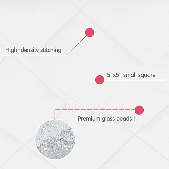 yescool Weighted Blanket (5 lbs, 36" x 48", White) Cooling Heavy Blanket for Sleeping Perfect for 40-60 lbs, Breathable Blanket with Premium Glass Bead, Machine Washable