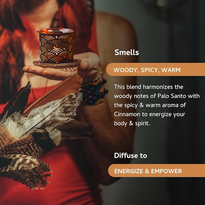 Palo Santo & Cinnamon Smokeless Incense Bricks & Rainbow Burner | 2 x 9 bricks | Aromatherapy | Smudging | Made with Essential oils | Natural Air fresheners for home | Spiritual Meditation Accessories