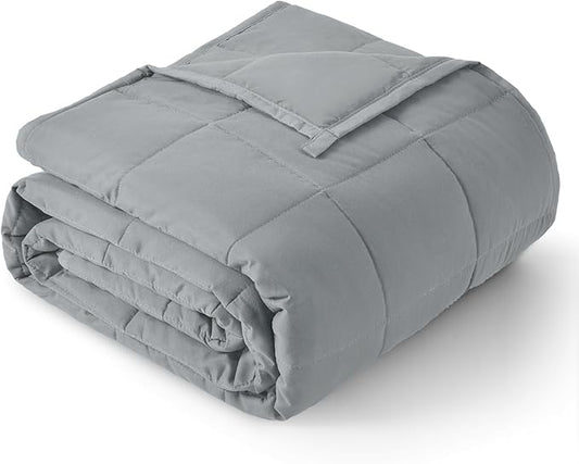 Topblan Cooling Weighted Blanket Twin Size 15lbs, Breathable Soft Weighted Blanket for Adults, Comfort Thick Heavy Blanket for All Season, Sofa Bed, Machine Washable, 48"x72" Twin Size,Grey