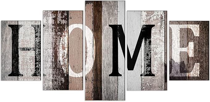 LUDUHU Love Sanctuary Canvas Print Wall Art - 5 Pieces Sweet Home Sign Wall Art,white Home Sweet Heart Painting,modern Family Wall Decor (G,Oversize 80x40inch)