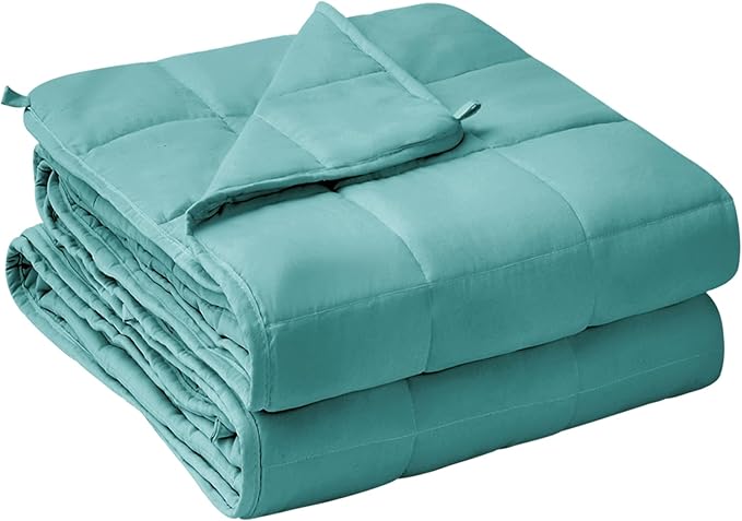 yescool Weighted Blanket for Adults (25 lbs, 60" x 80", Teal) Cooling Heavy Blanket for Sleeping Perfect for 240-260 lbs, Queen Size Breathable Blanket with Premium Glass Bead, Machine Washable