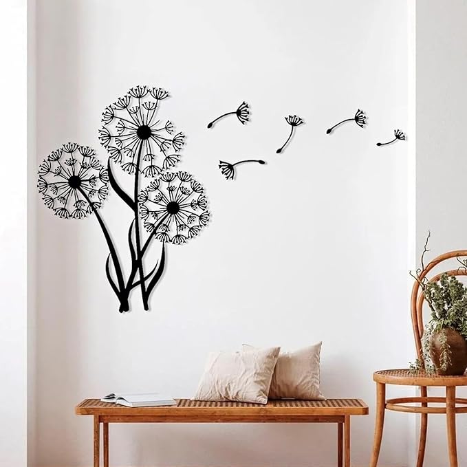 Metal Dandelion Modern Abstract Wall Sculpture - Home Decor for Living Room, Bedroom, Bathroom, Kitchen (35'x27'|90x68cm, Gold)
