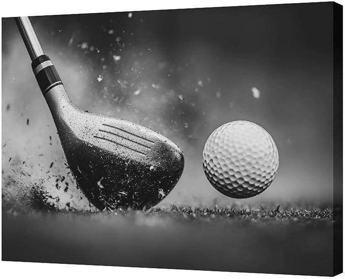 Olivine Golf Wall Art, Pictures Wall Decor, Black and White Sport Paintings, Golfing Sports Canvas Prints, Framed Artwork for Living Room Bedroom Bathroom Office Home Decoration 24"x20"