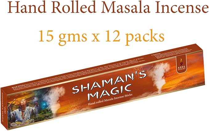 SOUL STICKS Hand-Rolled Incense Sticks Divine Spirit Blends 180 Gram Box | 100% Natural Masala Incense Organic Home Fragrance Agarbatti (Shaman's Magic)