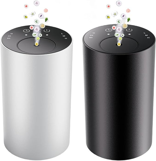 Waterless Essential Oil Diffuser, Portable Aromatherapy Diffuser, Mini Scent Machine, Battery Operated, 1/4/8-Hour Timer, 20ml Capacity, 3 Mist Levels for Home, Car, Room Office.No Included Oil(2pcs)