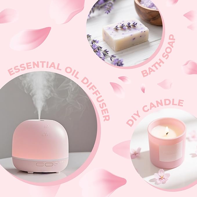 Floral Essential Oil Blends - Pure Essential Oils Set for Diffuser for Home - Lavender, Rose, Jasmine, Cherry Blossom, Gardenia, Chamomile for Aromatherapy, Humidifiers, Candle & Soap Making, 6x10ml