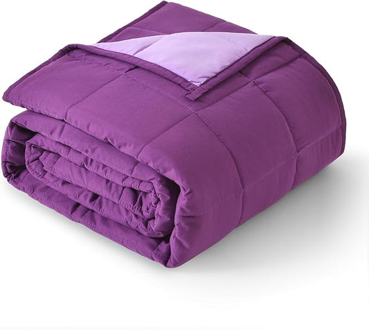 Topblan Weighted Blanket Queen Size 15lbs, Cozy Cooling Weighted Blanket for Adults, Breathable Heavy Microfiber with Glass Beads Warm Blanket for Bed Sofa All Season, 60 x 80 inches, Purple