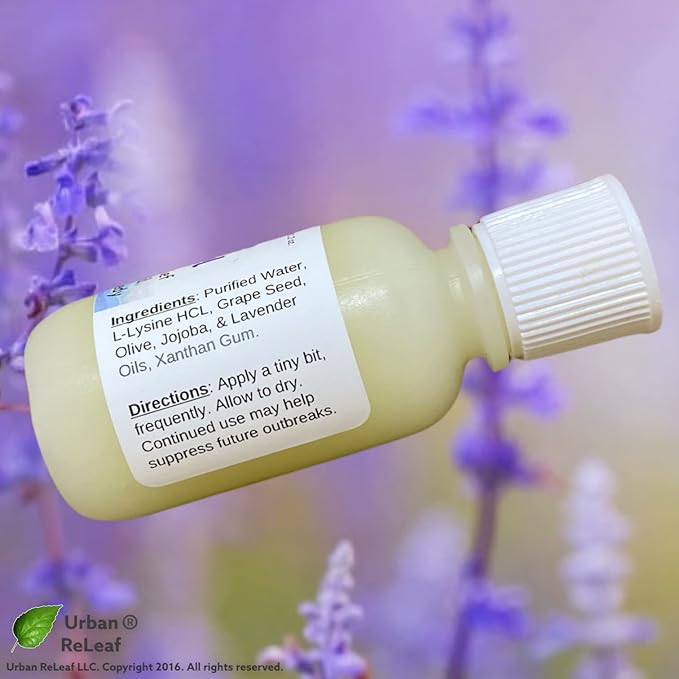 Urban ReLeaf L-Lysine Blister Soothing Gel ! & Lavender Oil. Fast Relief, Spots, Rash, Red Bumps, Raw, Chapped Skin. Calm Delicate Tissue 100% Natural
