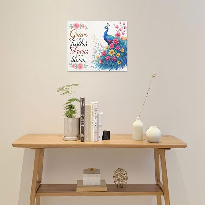 Peacock Wall Art Elegant Peacock Wall Decor Inspirational Canvas Print Painting Pictures Motivational Artwork Framed Decorations Gifts for Women girls Bedroom Bathroom Living Room Office 20"x24"