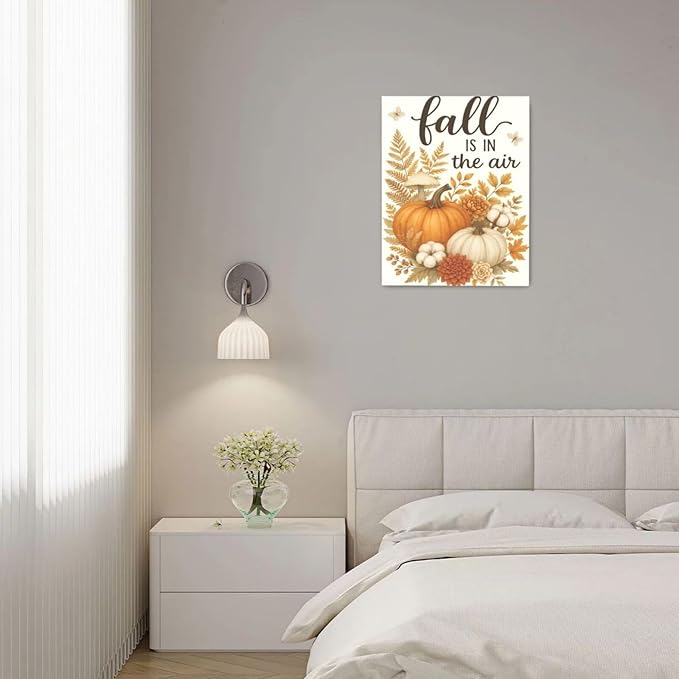 Fall Wall Decor Pumpkin Cotton Wall Art Autumn Pumpkin Canvas Pictures Painting Fall Signs Artwork Framed Decoration for Living Room Bedroom Dining Room Office Gifts 16"x20"