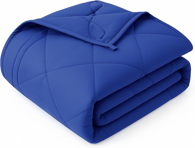 OMYSTYLE Weighted Blanket for Adults (15lbs, 80''x87'') - Queen Size Heavy Throw Blanket, Breathable and Cooling Microfiber Material with Premium Glass Bead for All Season Use, Machine Washable, Blue