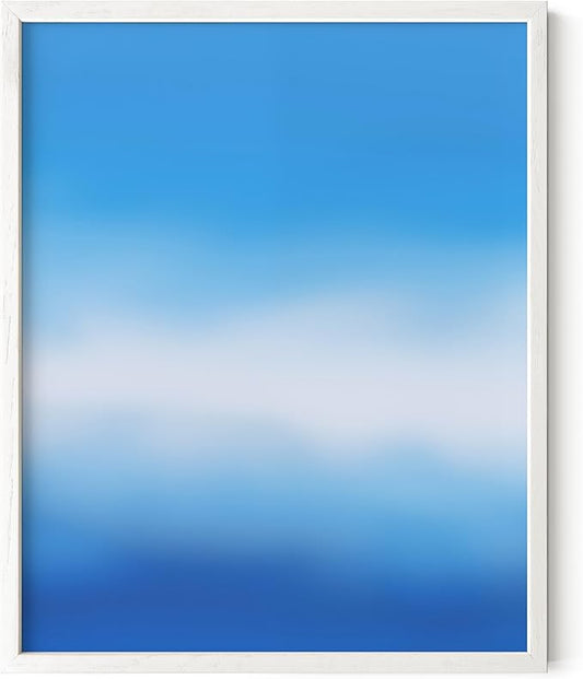 HAUS AND HUES Modern Abstract Wall Art - Blue and Green Living Room Art, Modern Artwork for Walls, Minimalist Picture for Living Room(Blue Tie-Dye, White Frame, 8x10)