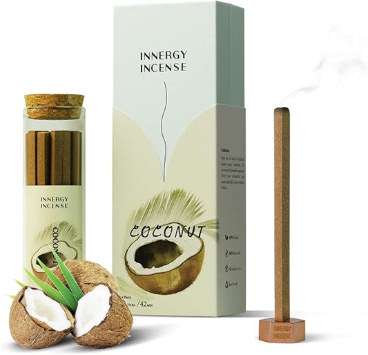 Refresh & Relax - Innergy Coconut Incense Sticks, Natural Tropical Summer Vacation Incense