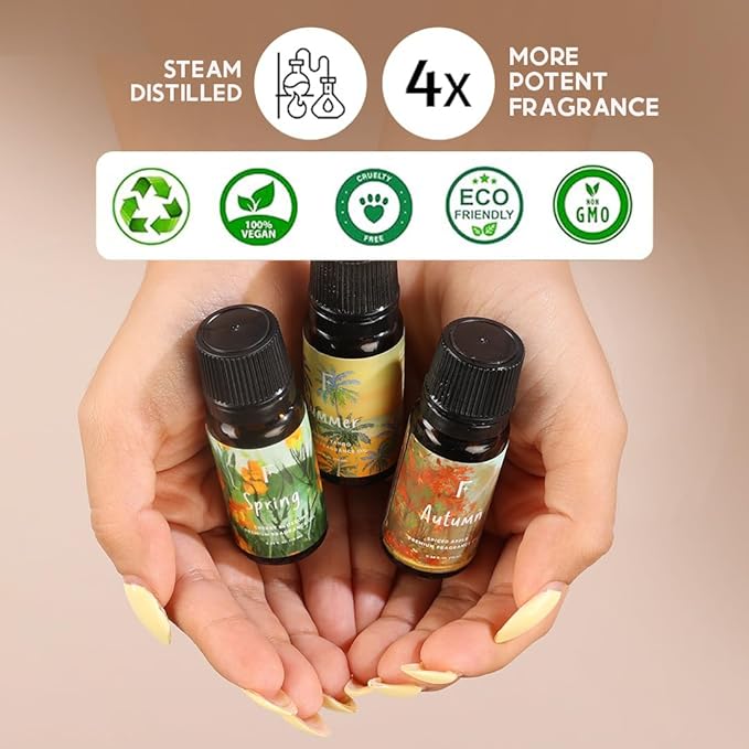 Folkulture Essential Oils for Diffuser for Home | Set of 4 Essential Oil | Diffuser Oils Scented | Essential Oils for Candle Making | Diffusers Fragrance Oils for Soap Making - Seasons