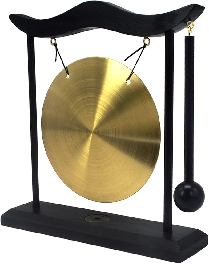 Feng Shui Brass Gong Desktop Zen Art for Fortune + Free Red String Bracelet H1301