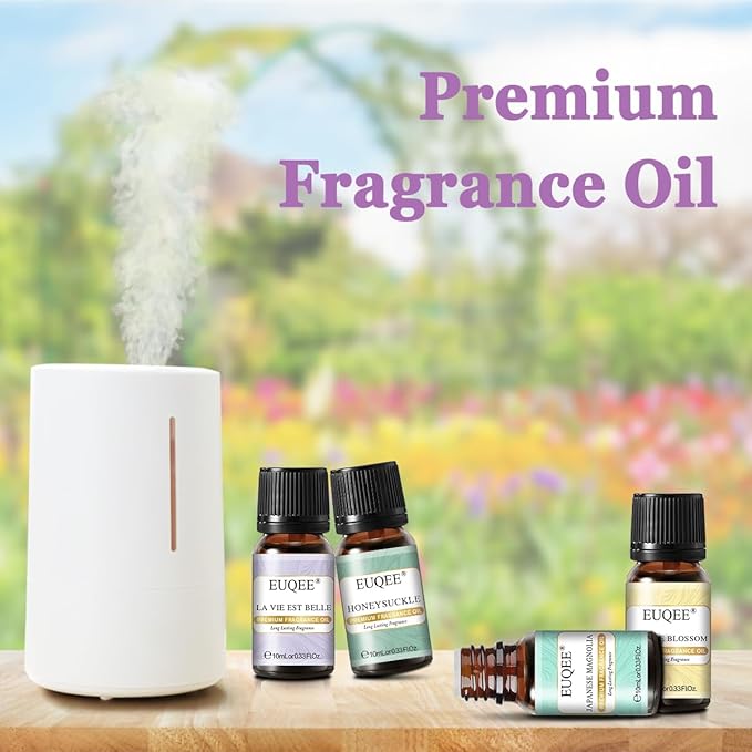 Premium Floral Fragrance Oils Set 6PCS Fragrance Oils Set for Diffuser, DIY Candle - Honeysuckle, Lilac, Japanese Magnolia, Violet, Orange Blossom (10ml)