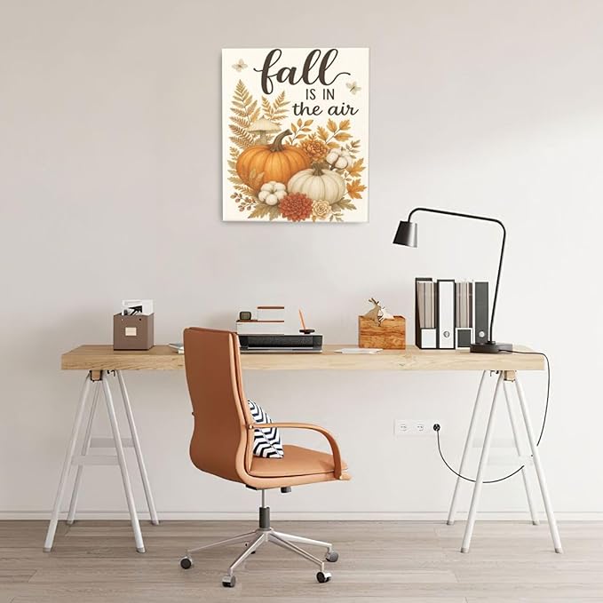 Fall Wall Decor Pumpkin Cotton Wall Art Autumn Pumpkin Canvas Pictures Painting Fall Signs Artwork Framed Decoration for Living Room Bedroom Dining Room Office Gifts 20"x24"