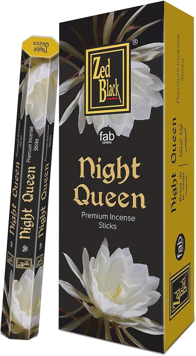 Zed Black Night Queen Incense -20 Sticks Per Box & 6 Boxes Inside (Total-120 Sticks) | Refreshing Floral Aroma for Positivity, Relaxation & Divine Ambience.