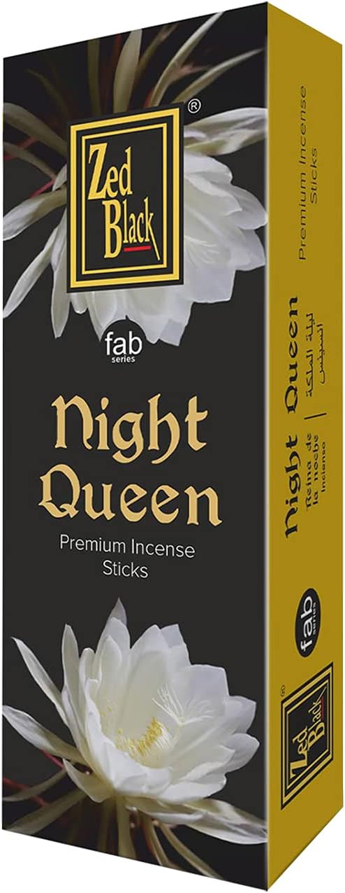 Zed Black Night Queen Incense -20 Sticks Per Box & 6 Boxes Inside (Total-120 Sticks) | Refreshing Floral Aroma for Positivity, Relaxation & Divine Ambience.
