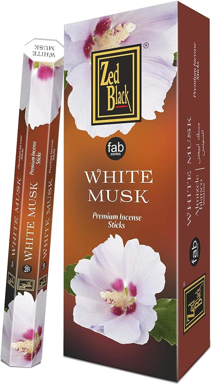 ZED Black White Musk Incense - 120 Sticks (20 per Box, 6 Boxes) for Relaxation, Yoga