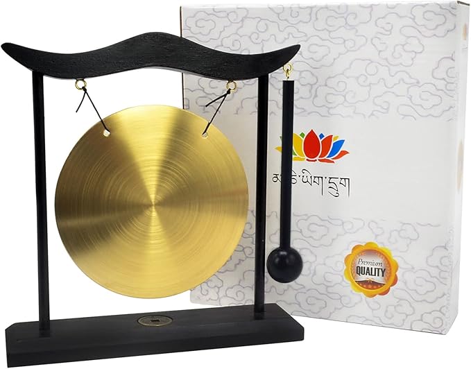 Feng Shui Brass Gong Desktop Zen Art for Fortune + Free Red String Bracelet H1301
