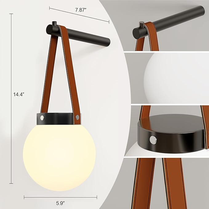 Battery Operated Wall Sconces Set of 2, Wireless Globe Wall Lights with Remote Control Warm/Natural/Daylight/RGB Dimmable Wall Lamps Bedroom Living Room, Decorative Lights with Dim Lighting Effect