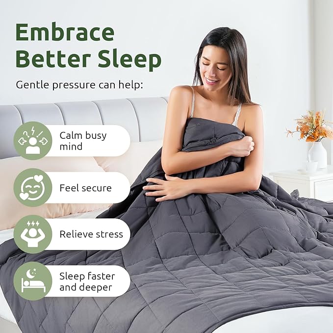 Sivio Weighted Blanket for Adults 100% Cotton, 80"x87" King Size 25 lbs, Large Cooling Summer Heavy Blanket for Sleep, Breathable Soft Blankets with Premium Glass Beads, Machine Washable, Dark Grey