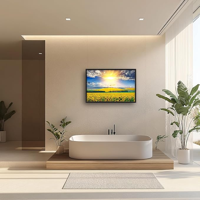 Glocmna Large Wall Art for Living Room Sunflower Field Canvas Wall Decor Nature Country Sunflower Sunrise Landscape Pictures Painting Print Framed Artwork Decorations Gifts for Bedroom Home Kitchen Office Hotel 24"x36"