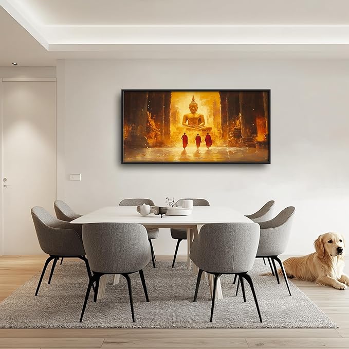 SweetFox Extra Large Buddha Framed Wall Art for Living Room, Zen Buddha Statue Pictures Oversized Wall Decor Abstract Big Canvas Painting Print Home Artworks for Bathroom Master Bedroom 60L X 30W