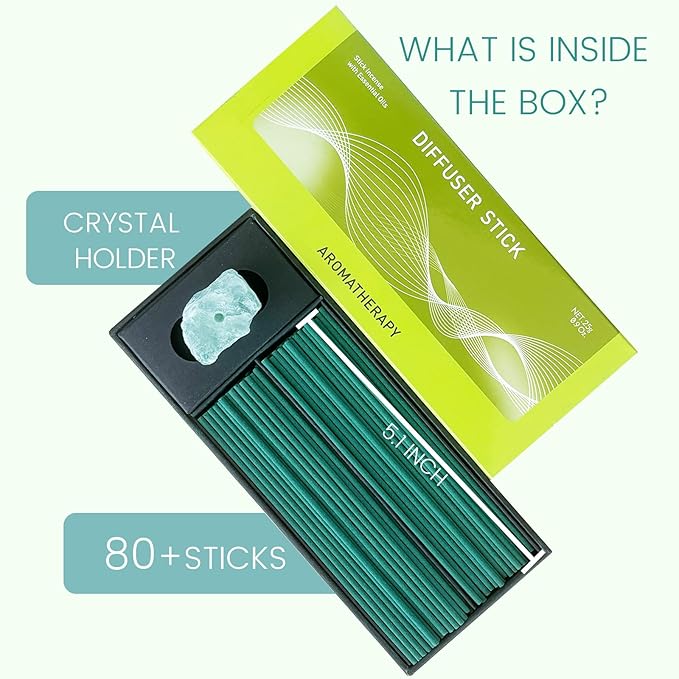 Calm Anxiety & Restore Inner Peace | Incense Sticks Crystal Holder Kit | Green Aventurine Gem Stones with 80 Natural Sticks Palo Santo Incense-Stick | Home,Healing,Reiki,Meditation,Yoga & Relaxation