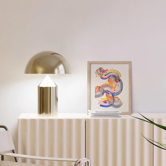 HAUS AND HUES Colorful Abstract Wall Art - Minimalist Retro Picture for Living Room Decor, Red and Pink Modern Wall Art Painting (Abstract Watercolor Swirls, Beige Frame, 8x10)