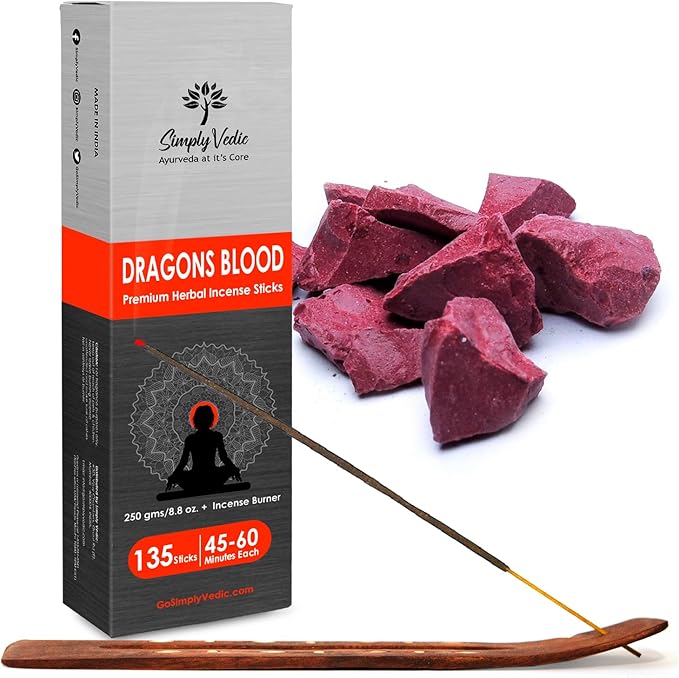 Dragons Blood Incense Sticks – 250g Pack (Approx. 135 Handmade Sticks + Free Holder) | Charcoal-Free | Natural Essential Oils for Meditation, Yoga, Aromatherapy, Prayers & Spiritual Use
