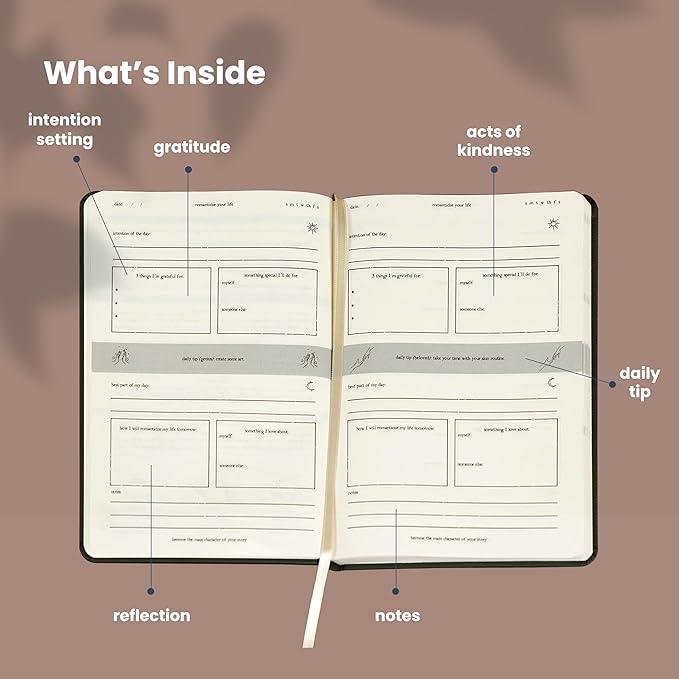 Journal To Romanticize Your Life: Original Daily Gratitude Journal, Reflection Manifestation Journal for Mindfulness, Guided Mindfullness Green (2) (+200 Tips, Authenticity, Minimalism, Men&Women)