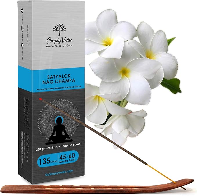 Nag Champa Incense Sticks 250g with Holder – 135 Hand-Rolled Natural Agarbatti – No Charcoal, Long-Lasting Aromatherapy for Yoga, Meditation, Relaxation, Spiritual Healing, Pooja, Home
