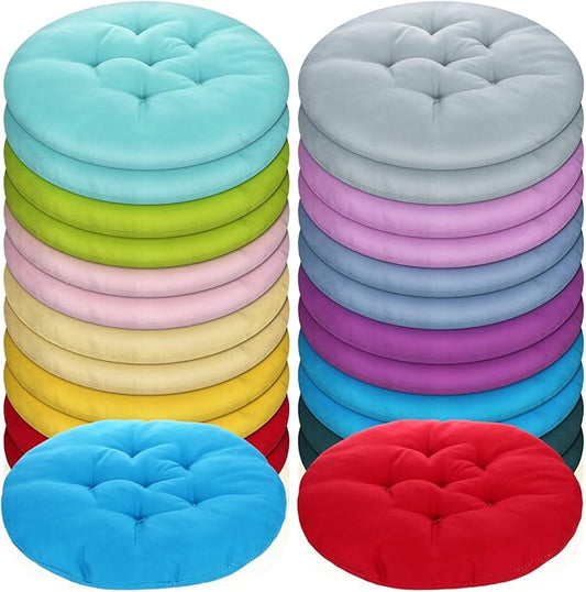 24 Pcs Round Floor Cushions Floor Pillows Meditation Seat Pillows Flexible Seating for Adults Kids, Chair Cushions for Classroom, Nursery, Living Room, Yoga(Medium 15.7 Inch,Multi Color)