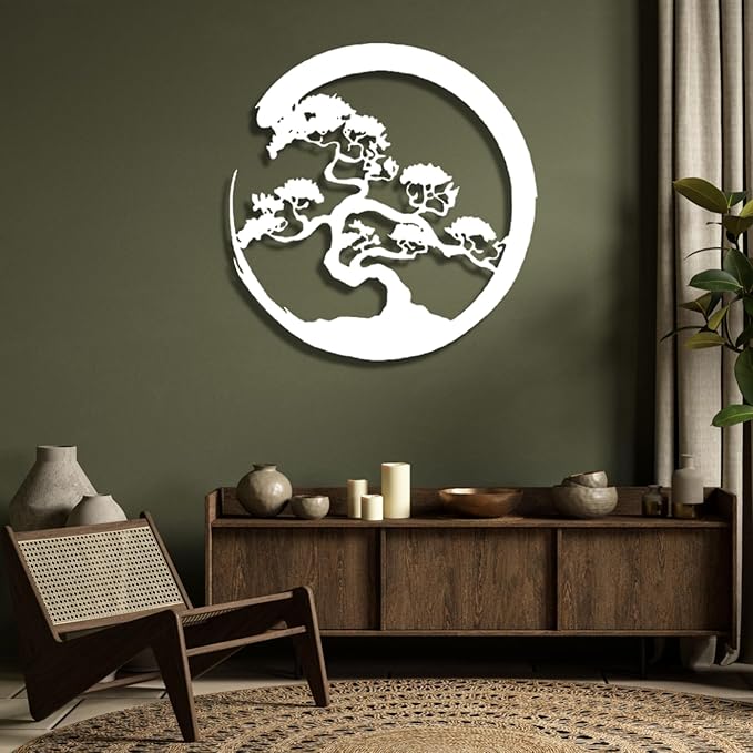 Yemwot Metal Tree of Life Wall Decor, Circle of Life Metal Tree Wall Art, Branch Art, Spiritual Decor, Modern Sculpture Decoration, Living Room Bedroom Decoration (Black-Tree 3, 37"x 39"| 93x100cm)