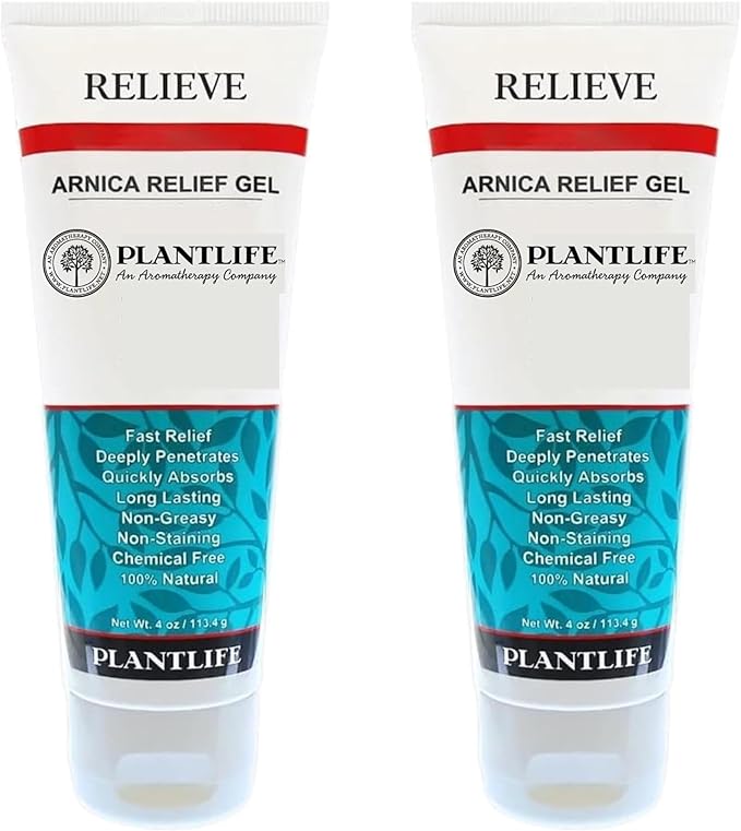 Plantlife Arnica Relieve Gel 2 Pack - Made with Arnica and 100% Pure Essential Oils - Relieve Products are a Homeopathic Solution for Everyday Use - Works Quickly and Effectively - Made in California