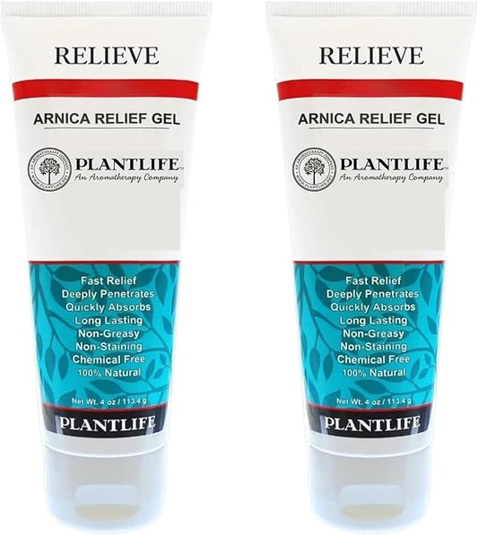 Plantlife Arnica Relieve Gel 2 Pack - Made with Arnica and 100% Pure Essential Oils - Relieve Products are a Homeopathic Solution for Everyday Use - Works Quickly and Effectively - Made in California