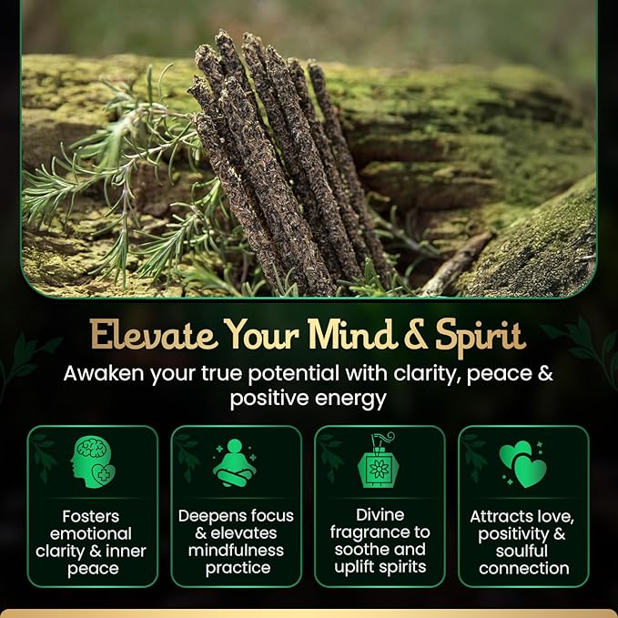 Handmade Rue, Rosemary Incense Sticks - 8 Frankincense Incenses (Each 9’’ Long) with Natural Ingredients for Spiritual Cleansing, Protection, & Balance - 1 Hour Burn Time