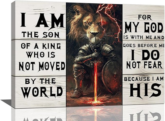 Olivine Christian Wall Art Bible Verse Scripture Pictures Wall Decor, Lion Of Judah Paintings God Canvas Prints, Framed Artwork for Bathroom Bedroom Living Room Office Home Decoration 24"x16"