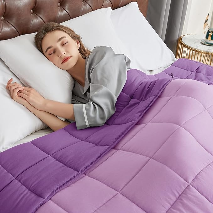 CYMULA Weighted Blanket for Adults (15lbs 48"x72" Twin Size) - Cooling Breathable Heavy Blankets for Summer Winter - Ultra Microfiber Soft Comfort Throw with Glass Beads - Gifts for Men/Women