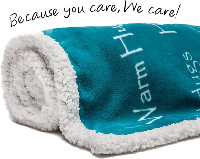 Chanasya Premium Sympathy Warm Hugs Gift Throw Blanket - for Positive Energy Support Comfort Strength - Cancer Chemo Get Well Gift Blanket - Patient Women Men Friend (60x70 Inches) Teal